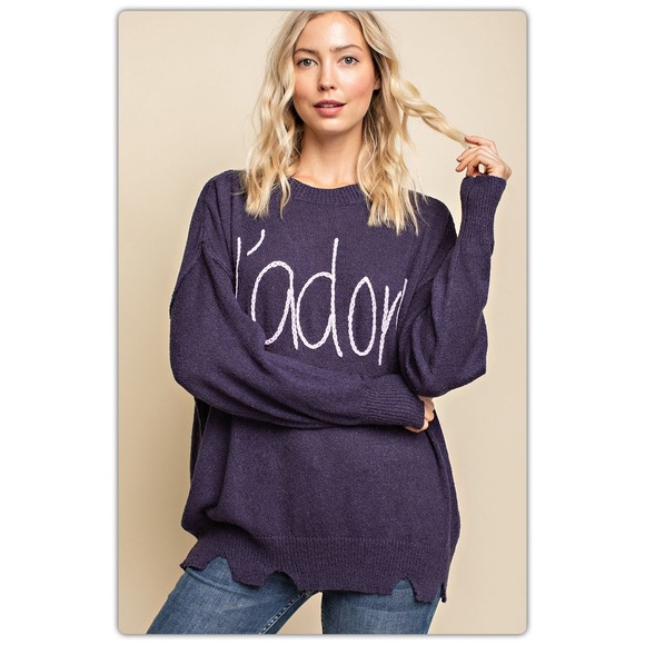 Navy and Purple J’adore Sweater - Picture 4 of 5